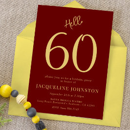 60:e Födelsedagsfesten Röd och Guld Hej 60 Inbjudningar
