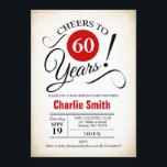 60:e Födelsedagsfesten - Röd svart vit Inbjudningar<br><div class="desc">60:e Födelsedagsfest inbjudan i Red White Black med retro-grå bakgrund. Skål till 60 år! Kan vara personlig till vilket år som helst. Berätta om du behöver anpassa dig ytterligare.</div>
