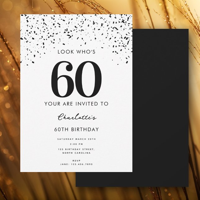 60:e Födelsedagsfesten Se vem som är 60 Modern Inbjudningar (60th Birthday Party Look Who's 60 Modern Invitation)