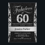 60:e Födelsedagsfesten - Silver Black Inbjudningar<br><div class="desc">60:e Födelsedagsfest inbjudan i svart och silver. Elegant inbjudan-kort med faux glitter silver och diamanter. Innehåller dämpat mönster och skriptteckensnitt. Fabulous på sextio! Klassisk perfekt för snyggt party. Berätta om du behöver en anpassningsbar ålder.</div>
