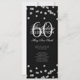 60:e Födelsedagsfesten Silver Glitter w/ Menu Inbjudningar
