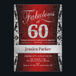 60:e Födelsedagsfesten - Silver Red Black Inbjudningar<br><div class="desc">60:e Födelsedagsfest inbjudan i rött svart och silver. Elegant inbjudan-kort med faux glitter silver och diamanter. Innehåller dämpat mönster och skriptteckensnitt. Fabulous på sextio! Klassisk perfekt för snyggt party. Berätta om du behöver en anpassningsbar ålder.</div>