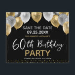 60:e Födelsedagsfesten Spara datum Flygblad<br><div class="desc">Budget 60:e födelsedagsfest inbjudan. Ballongkonstruktionen Faux guld och silver glitter med lättillgängliga alternativ för personlig.</div>