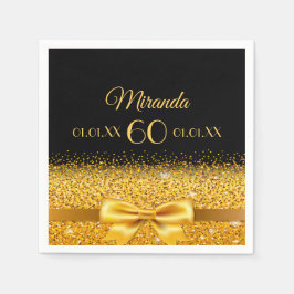 60:e födelsedagsfesten svart guld klassisk elegant pappersservett