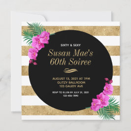 60:e Födelsedagsfesten Svarta Guld Inbjudningar