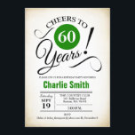 60:e Födelsedagsfesten - Svartvit Grönt Inbjudningar<br><div class="desc">60:e Födelsedagsfest inbjudan i Grönt Vit svart med återskinlig bakgrund. Skål till 60 år! Kan vara personlig till vilket år som helst. Berätta om du behöver anpassa dig ytterligare.</div>