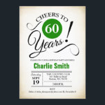 60:e Födelsedagsfesten - Svartvit Grönt Inbjudningar<br><div class="desc">60:e Födelsedagsfest inbjudan i Grönt Vit svart med återskinlig bakgrund. Skål till 60 år! Kan vara personlig till vilket år som helst. Berätta om du behöver anpassa dig ytterligare.</div>