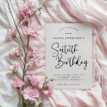 60:e Födelsedagsfesten | Svartvitt typografi Inbjudningar<br><div class="desc">Den här enkla men alltid så elegant designen har modern svartvit typografi och ord:s "sextionde födelsedag" i kalligrafiskript. Inbjudningarna går tillbaka till ett subtilt, där Art Deco mönster upprepas i kromatiskt grått och svart. Med sofistikering och elegans kommer inbjudan som fyller 60 år att ange snyggten för firande. Beställ Zazzle-inbjudningar...</div>