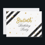 60:e Födelsedagsfestens Anpassningsbar<br><div class="desc">Modern 60:e födelsedagsskriptinbjudan med svart rand och guld-folie glitter med skripttypografi som du enkelt kan redigera. Om du vill göra ytterligare anpassningar klickar du på knappen "Anpassa" och användor verktyg som är utformat för att ändra mallen.</div>