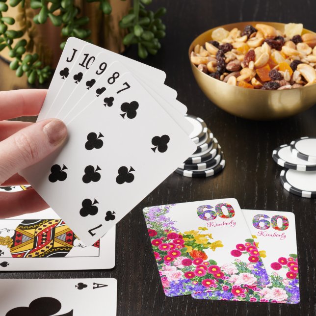 60:e födelsedagsfestens blombouquet-kort casinokort (På plats)