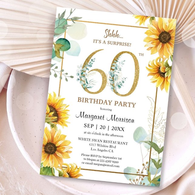60:e Födelsedagsfestens Blommigt för Elegant av so Inbjudningar (Skapare uppladdad)