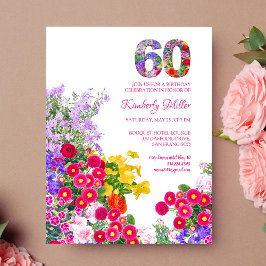 60:e födelsedagsfestens blommigt - modern inbjudan