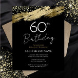 60:e Födelsedagsfestens budget, Guld Svarta inbjud<br><div class="desc">Elegant Faux guld-plattor formgivning. All text är justerbar och lätt att ändra för dina egna behov i party. Underbar elegant - 60-årsformat.</div>