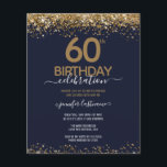 60:e Födelsedagsfestens budgetinbjudan<br><div class="desc">Elegant Faux guld glitter med skuggande konfettsyror på översta sidan och grund gräns. All text är justerbar och lätt att ändra för dina egna behov i party. Underbar elegant - 60-årsformat. Elegant - enkel modern snyggt-typografi</div>