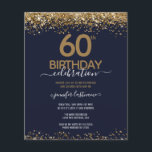 60:e Födelsedagsfestens budgetinbjudan<br><div class="desc">Elegant Faux guld glitter med skuggande konfettsyror på översta sidan och grund gräns. All text är justerbar och lätt att ändra för dina egna behov i party. Underbar elegant - 60-årsformat. Elegant - enkel modern snyggt-typografi</div>