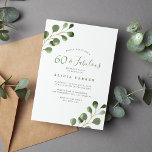 60:e Födelsedagsfestens elegant av eukalyptus vatt Inbjudningar<br><div class="desc">Minimalistisk,  enkel,  modern vattenfärg,  eukalyptus greenery foliage sextio och Fabulous sextionde födelsedagsfest inbjudan.</div>