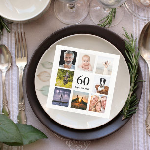 60:e födelsedagsfestens fotokollage-killar pappersservett