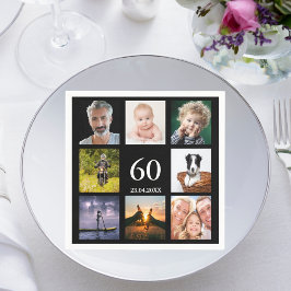 60:e födelsedagsfestens fotokollage-killar svarta pappersservett