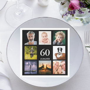 60:e födelsedagsfestens fotokollage-killar svarta pappersservett