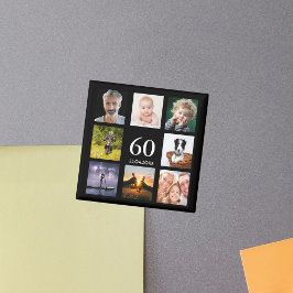 60:e födelsedagsfestens fotokollage med svart färg magnet