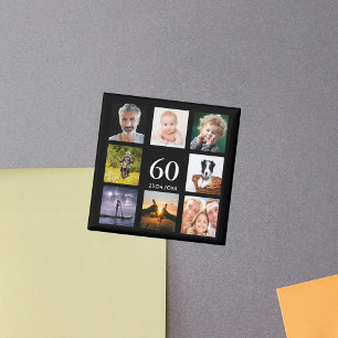 60:e födelsedagsfestens fotokollage med svart färg magnet