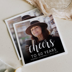 60:e Födelsedagsfestens fotovita skriptbeställning Pappersservett