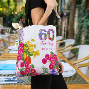 60:e födelsedagsfestens gäster i blommigten föredr tygkasse
