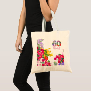 60:e födelsedagsfestens gäster i blommigten föredr tygkasse