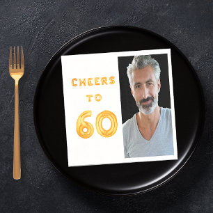 60:e födelsedagsfestens guld-vita cheers-foto pappersservett