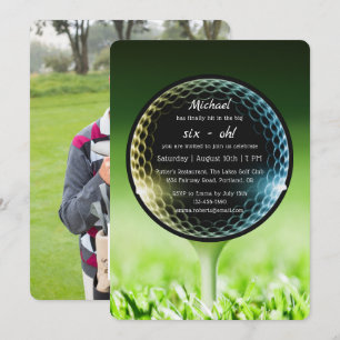 60:e Födelsedagsfestens stora sexoårige Golf-foto Inbjudningar