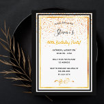 60:e födelsedagsfestens svartvitt guld inbjudan<br><div class="desc">Ett inbjudningskort från elegant födelsedagsfest för en 60-årsdag för både manar och kvinnor. Mallar för din information. Svart och faux guld ramar och golden konetti regn. Elegant,  vit bakgrund,  svart och guldfärgat brev. Namn är skrivet med ett modernt handskript i stil.</div>