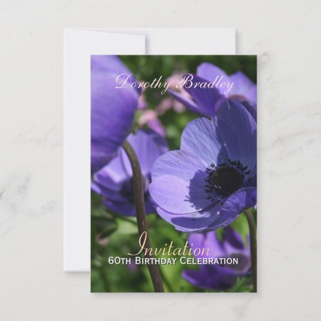 60:e födelsedagsfirandet Anemone Anpassningsbar In Inbjudningar (Framsida)