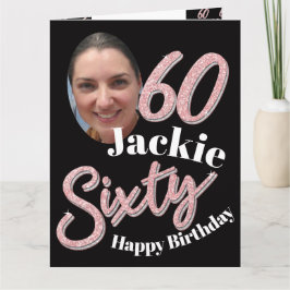 60:e födelsedagsfotoskriptet ro rosa kort