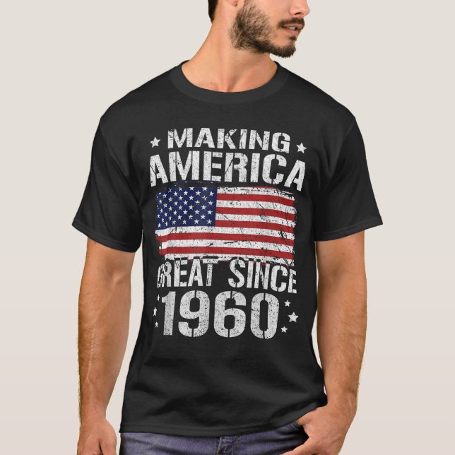 60:e födelsedagsgåvor USA Amerikansk Flagga 1960 6 T Shirt (Framsida)