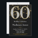60:e födelsedagsinbjudan Black Guld Diamonds Vuxen Inbjudningar<br><div class="desc">En elegant 60:e födelsedagsfest inbjudan i svart och guld,  med ett stort 60-tal med diamanter och guld utseendet tillsammans med en glitterridå av guld ljus. För 60-årsdagen i ditt liv.</div>