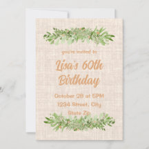 60:e födelsedagsinbjudan - Linen Greenery | sextio