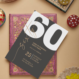 60:e födelsedagsinbjudan med Gilded Calligraphy Inbjudningar