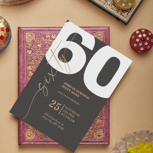 60:e födelsedagsinbjudan med Gilded Calligraphy Inbjudningar