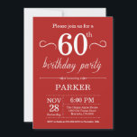 60:e födelsedagsinbjudan Röd Inbjudningar<br><div class="desc">60:e födelsedagsinbjudan med rött bakgrund. Vuxen födelsedag. Manar eller Women Bday Inbjudan. 13:e 15:e 16:e 18:e 20:e 30:e 40:e 60:e 70:e 80:e 90:e 100:e,  oavsett ålder. Om du vill göra ytterligare anpassningar klickar du på knappen Anpassa och användor verktygen som är utformat för att ändra mallen.</div>