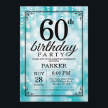 60:e födelsedagsinbjudan Teal Glitter Inbjudningar<br><div class="desc">60:e födelsedagsinbjudan med Teal String Ljus med Teal Glitter-bakgrund. Teal Birthday. Vuxen födelsedag. Manar eller Women Bday Inbjudan. 13:e 15:e 16:e 18:e 20:e 30:e 40:e 60:e 70:e 80:e 90:e 100:e, oavsett ålder. Om du vill göra ytterligare anpassningar klickar du på knappen Anpassa och användor verktygen som är utformat för att...</div>