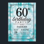 60:e födelsedagsinbjudan Teal Glitter Inbjudningar<br><div class="desc">60:e födelsedagsinbjudan med Teal String Ljus med Teal Glitter-bakgrund. Teal Birthday. Vuxen födelsedag. Manar eller Women Bday Inbjudan. 13:e 15:e 16:e 18:e 20:e 30:e 40:e 60:e 70:e 80:e 90:e 100:e, oavsett ålder. Om du vill göra ytterligare anpassningar klickar du på knappen Anpassa och användor verktygen som är utformat för att...</div>