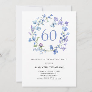 60:e födelsedagsinbjudan till blått Blommigt vatte Inbjudningar