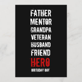 60:e födelsedagsinbjudan till Hero Party Inbjudningar