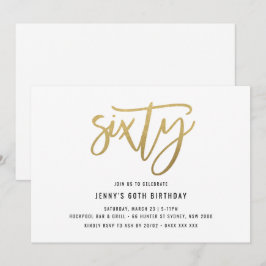 60:e födelsedagsinbjudan till minimalistisk guldfä inbjudningar