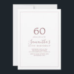 60:e födelsedagsinbjudan till Ro Guld Inbjudningar<br><div class="desc">Denna minimalistiska 60-årsinbjudan till ro guld är perfekt för en enkel födelsedagsfest. Den moderna romantiska designen har klassiskt ro guld och vit typografi parad med en rografi av rustik men elegant med vintage handskrivet stil. Anpassade i alla färg. Behålla designen enkel och elegant, som den är, eller anpassa den genom...</div>