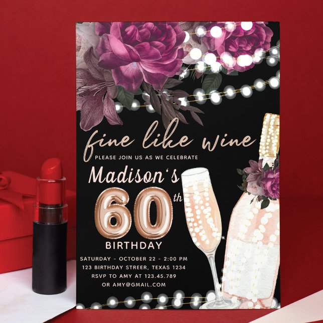 60:e födelsedagsinbjudan till Ro Vin Luxury Inbjudningar (Skapare uppladdad)
