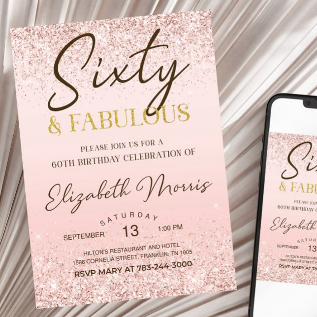 60:e födelsedagsinbjudan utskrivbar Ro Guld 60 Inbjudningar (Skapare uppladdad)