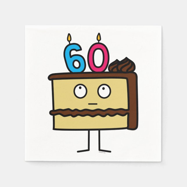 60:e födelsedagskakan med ljus pappersservett (Framsidan)