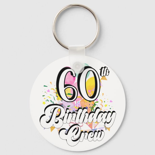 60:e födelsedagskalan 60-Party-tangentbord för bes Nyckelring (Framsida)