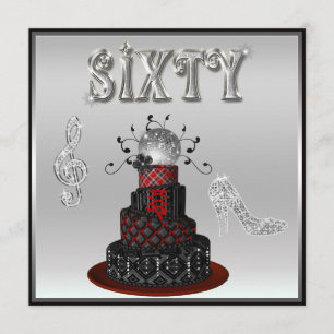 60:e födelsedagskalan Disco Diva Cake Silver Gnist Inbjudningar